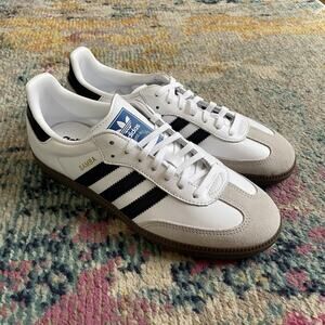 adidas | Shoes | Adidas Samba Og Leather Sneakers Cloud White Core Black  Youth 65 Womens 75 | Poshmark